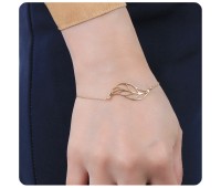 Gold Plated Huge Leaf Silver Bracelet BRS-214-GP